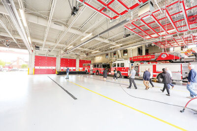  The new apparatus bay at the St. Clair Shores Central Fire Station is spacious and fits modern vehicles. 