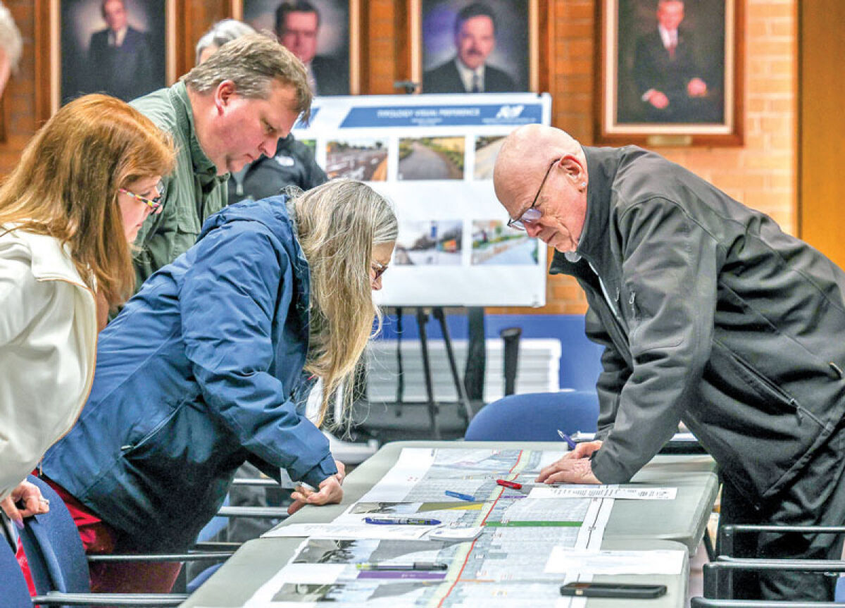  On May 6, residents of Eastpointe, St. Clair Shores, Warren and Center Line gathered at City Hall in St. Clair Shores to go over a proposed plan for a greenway along Stephens Road. 