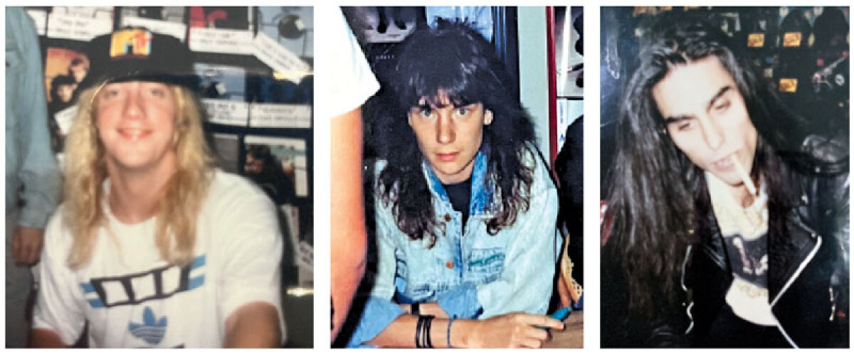  LEFT: Warrant lead singer Jani Lane, wearing an MTV baseball cap, signed autographs and posed for pictures. MIDDLE: Fans of Mr. Big came to meet the band’s lead singer, Eric Martin. RIGHT: Faster Pussycat guitarist Greg Steele, on his way to a cigarette break, also autographed memorabilia. 