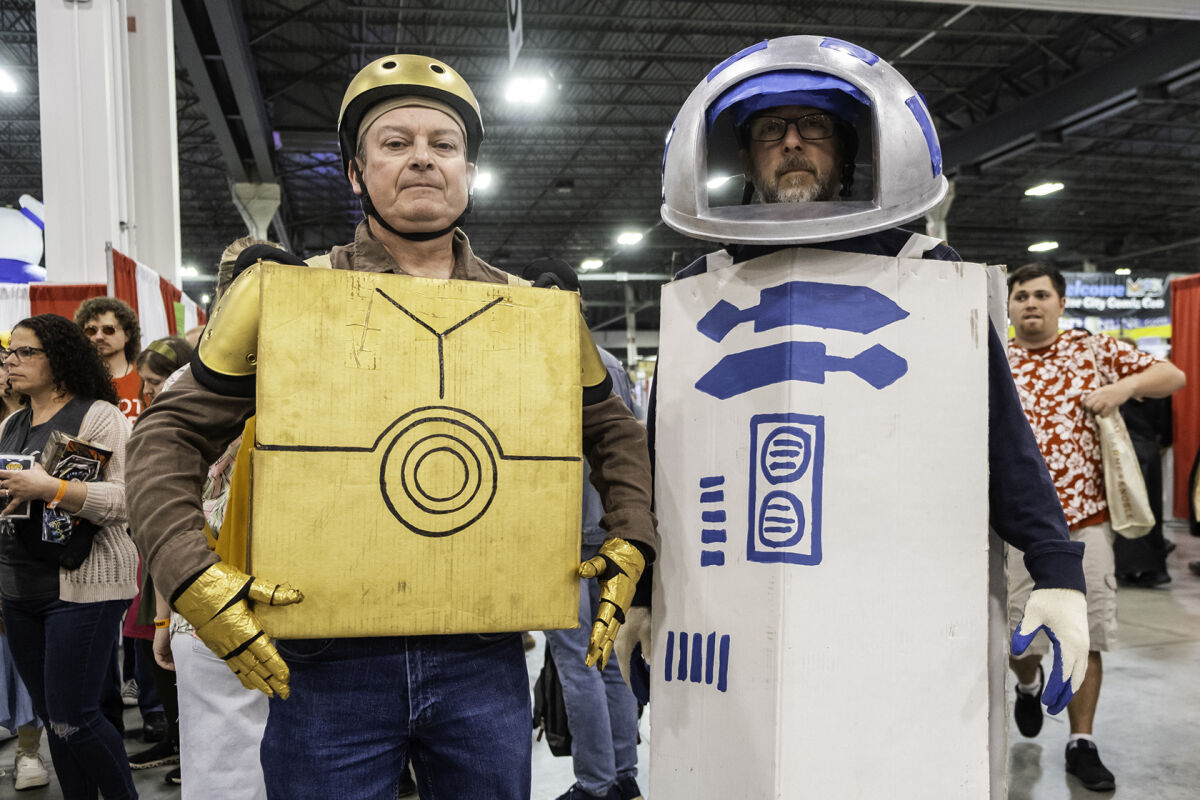  Two attendees at Motor City Comic Con wear homemade “Star Wars” costumes at this year’s convention, Saturday, May 16. 