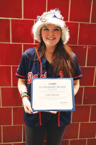  Berkley High School junior Sophina Runde was named a finalist for the Leadership Award for FIRST Robotics. Her work led her to compete at the World Championship in Houston. 