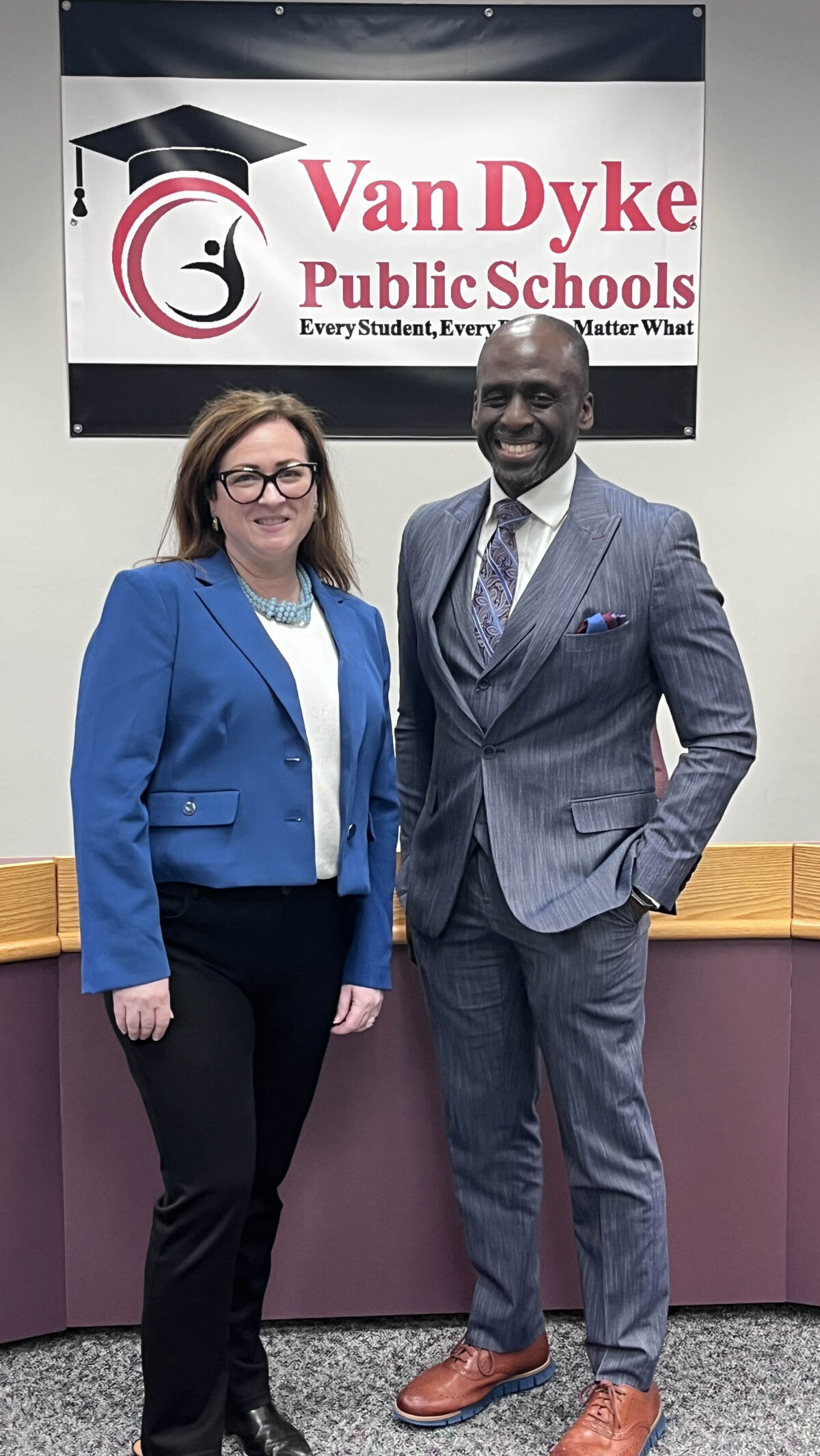  Van Dyke Public Schools Superintendent Piper Bognar, left, retires June 30. At the district’s May 21 Board of Education meeting, the school board voted 6-0 to appoint Major Mickens as the district’s new superintendent. He will begin July 1. 