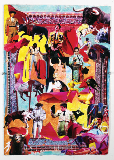  Works in the Anton Art Center include the mixed-media collage “Bulls” by Gary Eleinko. 