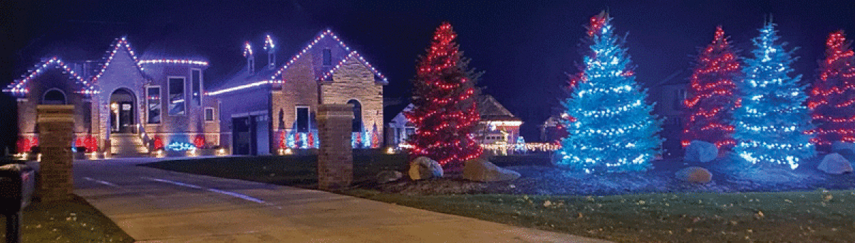 Lighting expert Brandon Fromm, of Creations of Christmas LLC, suggests that people light all the focal points of their homes,  such as roof peaks and main trees and bushes. 