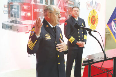  Retired Lenox Township Fire Chief Dennis Fouchia talks about his son, Josh Fouchia, becoming the new Shelby Township fire chief.  
