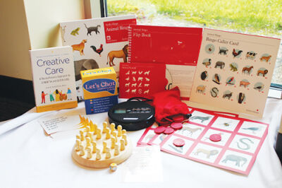  The Bloomfield Township Public Library’s Creative Care vitality kit includes the book “Creative Care: A Revolutionary Approach to Dementia and Elder Care,” a memory game, conversation cards, animal audio bingo and a portable CD player.  