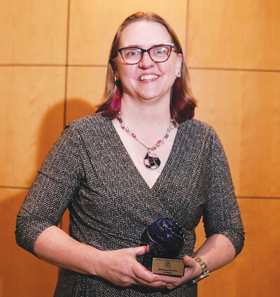  Jen Peters, executive director of Troy Historic Village, received the Peninsulas Prize for Advocacy from the Michigan Museums Association May 14.  