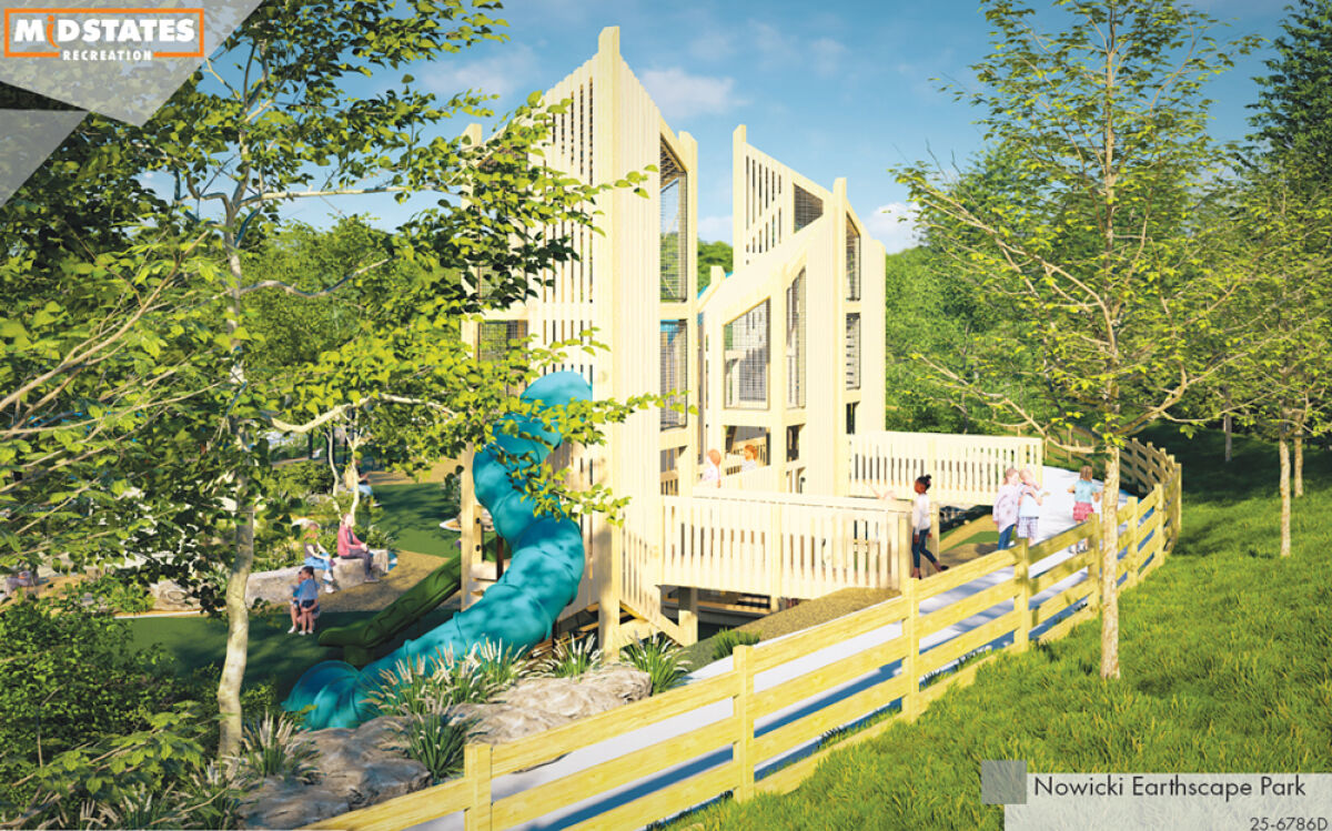  A one-acre playground with various climbing structures will be included in the redesigned Nowicki Park. 