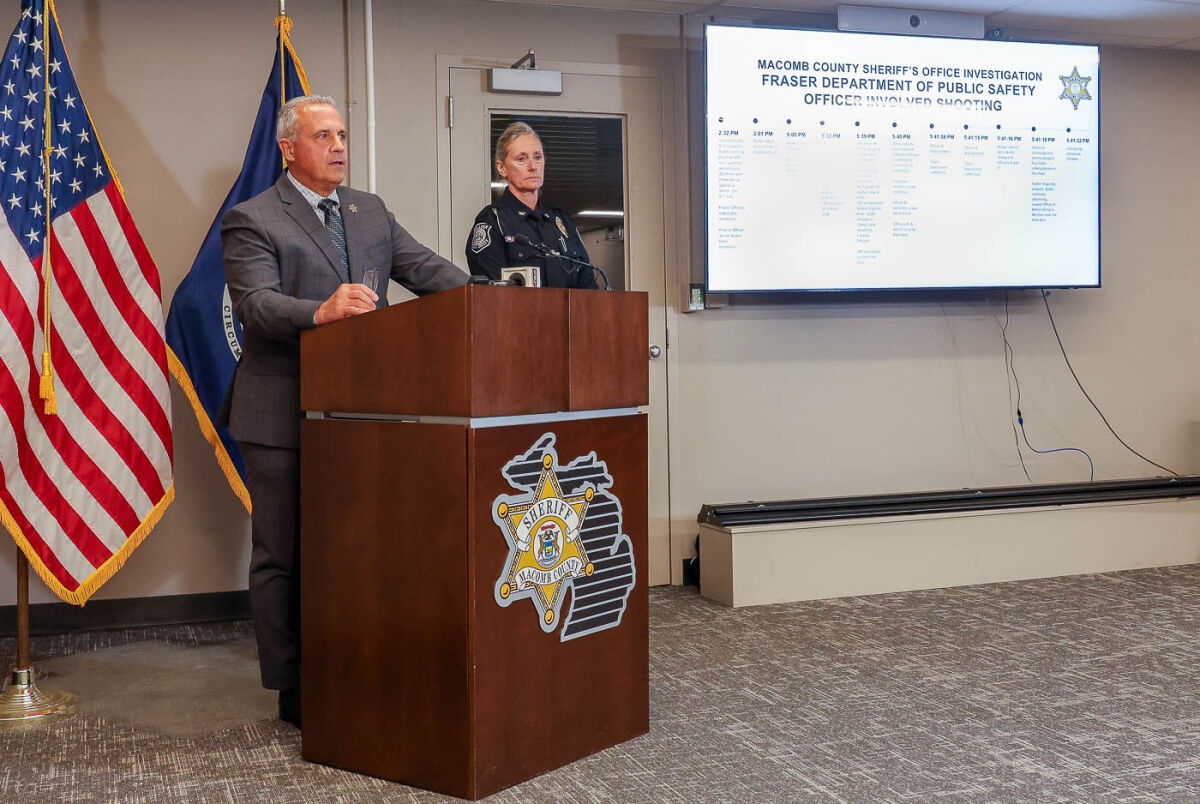  At a press conference on Wednesday, June 10, Macomb County Sheriff Anthony Wickersham said officers responding to a May 30 emergency call to a house on Breezeway in Fraser were justified in their actions. Fraser Department of Public Safety Director Samantha Kretzschmar attended the press conference but did not take questions.  