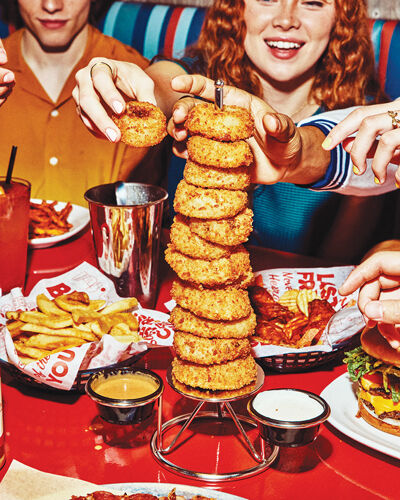  National Onion Ring Day is June 22, a chance to recognize the golden, crispy treat. Red Robin, pictured, offers “The Towering Onion Rings” on its menu. The Towering Onion Rings” are Red Robin’s most popular appetizer, with about 3.7 million pounds ordered across all U.S. locations each year. 