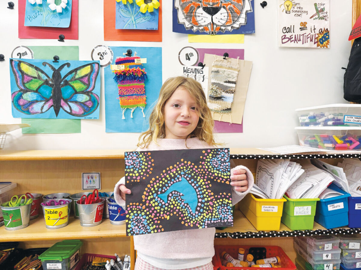  Kerby Elementary second grader Juliette Martinage recently won a national award from Artsonia for a painting she made.The dolphin painting by Martinage won a national Artist of the Week award from Artsonia, which houses the world’s biggest collection of online student art portfolios. 
