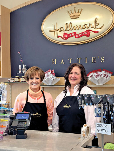  Sisters Debbie Alba, of Sterling Heights, left, and Diane Ross, of Novi, have owned and operated Hattie’s Hallmark in Novi for 30 years. At right, window signs at Hattie’s Hallmark in Novi reflect the store’s pending closure and give thanks to its customers for 30 years of patronage. 