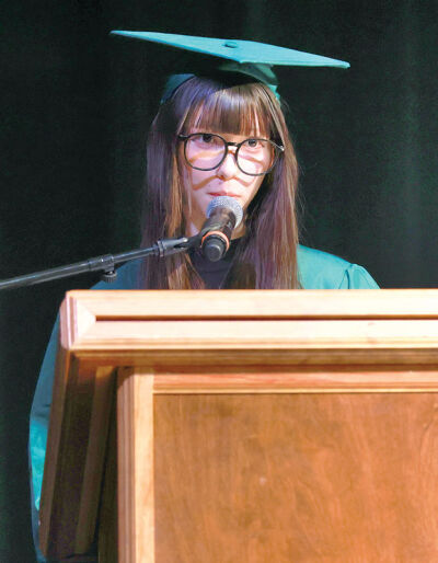 Erika Barilar addresses the class of 2026.