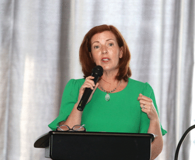  Mayor Melanie Piana delivers her State of the City address at 215 West in downtown  Ferndale June 14.  