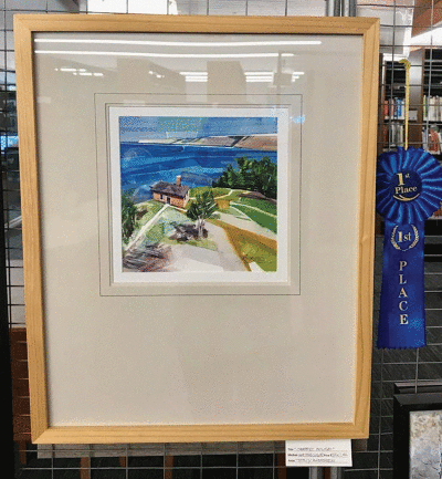  Tony Warren’s “Shore House” won first place in the Shelby Township Fine Art Society’s Library Show this month. 