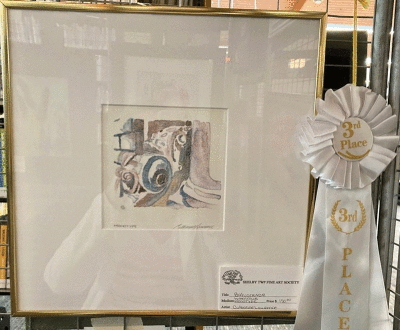  Artist Catherine Lawrence said that “Balustrade,” which won third place in the show, was inspired by a photograph she took at the Michigan Capitol. 