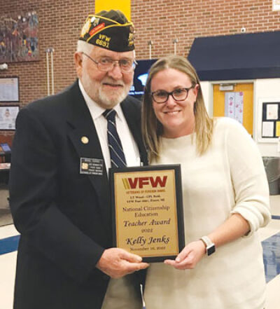 Kelly Jenks, a sixth grade teacher at Salk Elementary, is recognized for her work in promoting education about veterans matters and civic responsibility. 