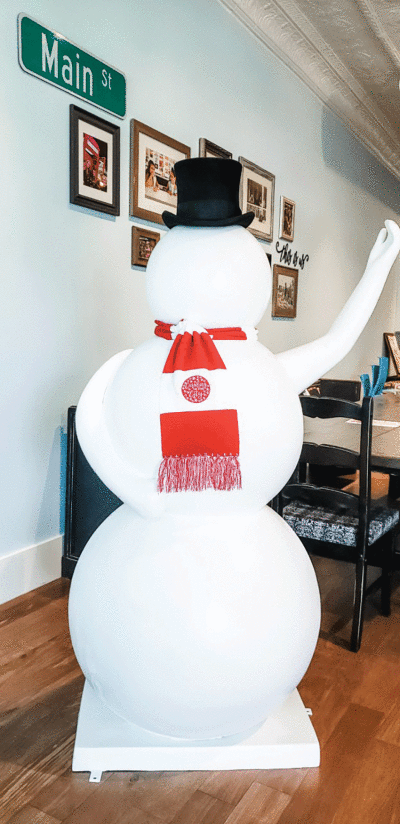  Twelve 5-foot fiberglass snowmen, designed by local artists, will be on display along Main Street in Downtown Rochester this winter.  