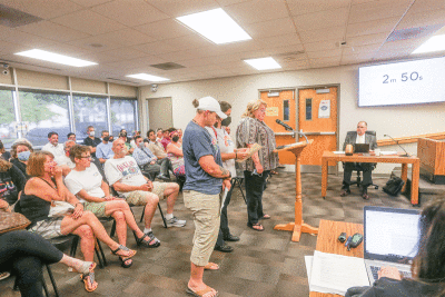  During the June 20 Berkley City Council meeting, people speak against the comments made by Hennen earlier this month when he voted against holding a Pride event. 