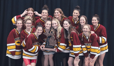  Mercy celebrates its fourth-place finish  at the state finals. 