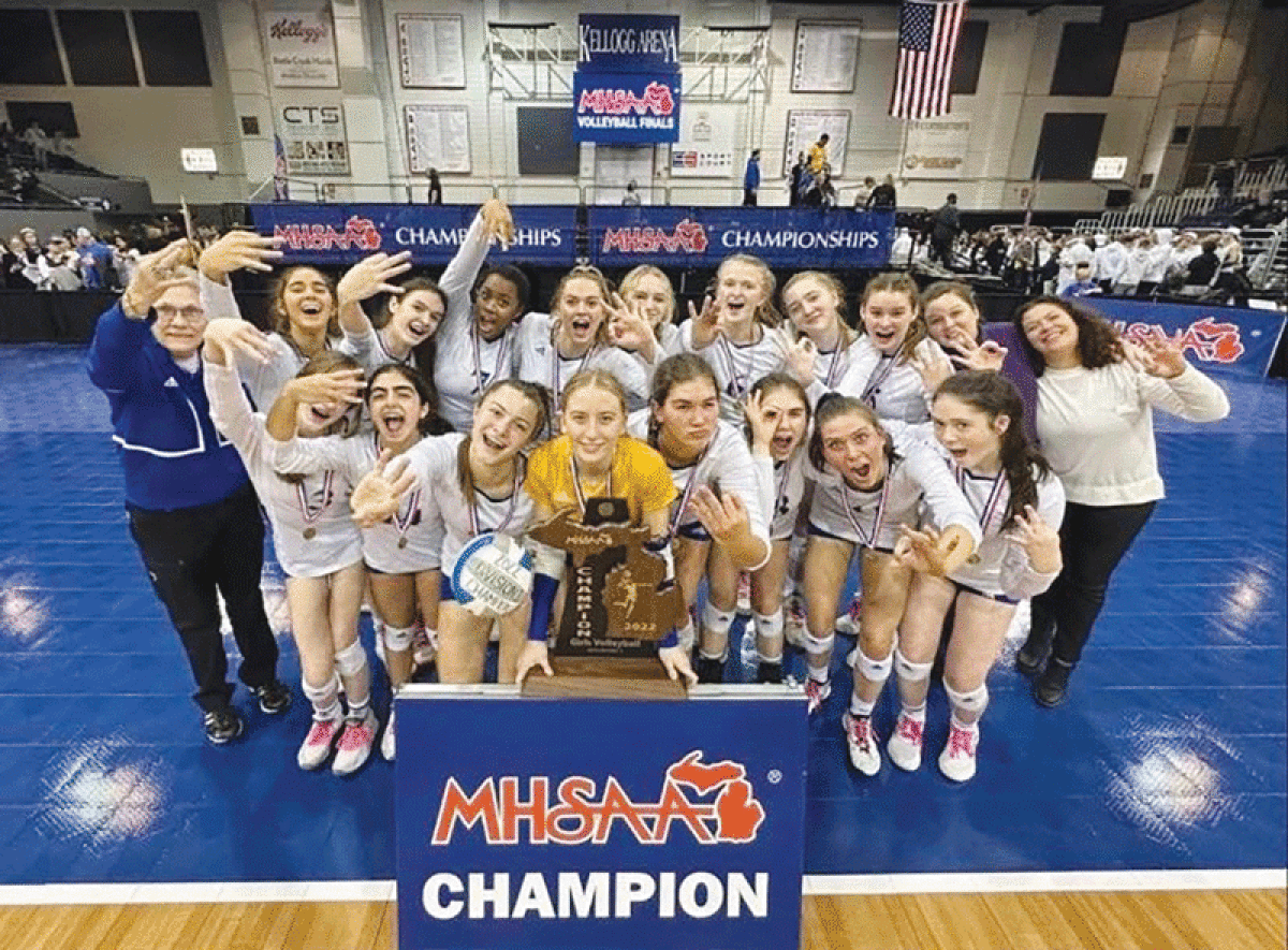  Bloomfield Hills Marian’s volleyball program earned the MHSAA Division 1 State Title in a win over Northville Nov. 19 at Kellogg Arena in Battle Creek. 
