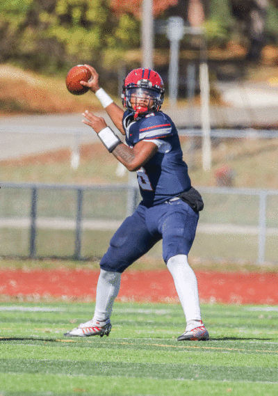  Southfield A&T junior quarterback Isaiah Marshall looks to complete a pass against Troy High School Oct. 29 at Southfield A&T High School.  