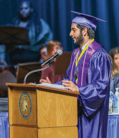  Fitzgerald High School Class of 2022 valedictorian Aiden Bachi addresses his classmates during the ceremony June 10 at the high school. 