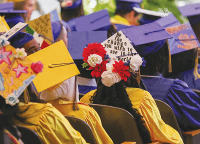  Some Fitzgerald High School graduates decorated their caps for the ceremony June 10. 