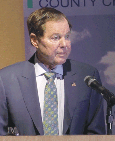  Clinton Township Supervisor Robert Cannon delivers the 2023 State of the Township address at the Clinton-Macomb Public Library on Jan. 27. 