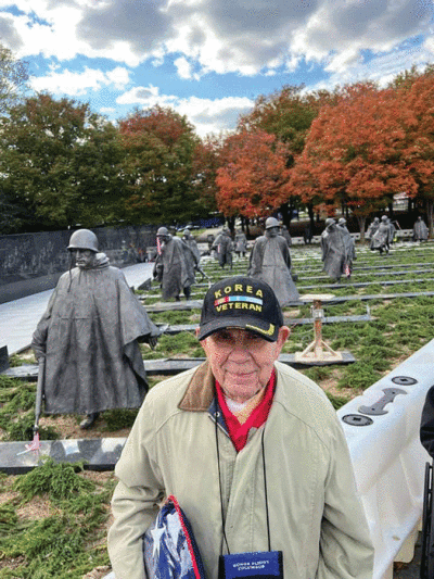  Korean War veteran William B. Harrell, 91, of Shelby Township, visits the Korean War Veterans Memorial in Washington, D.C., Nov. 4. Harrell was the recipient of an Honor Flight to see the war memorials in the nation’s capital. 