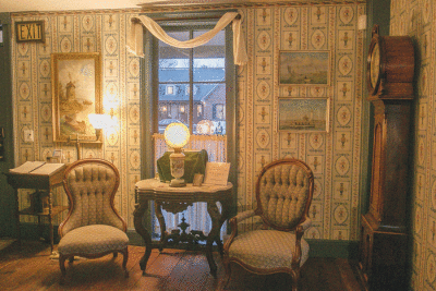  The new Grosse Pointe Historical Society History Center can be seen from the window of the sitting room in the Provencal Weir House in Grosse Pointe Farms.  