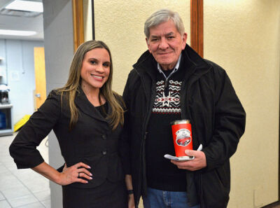  George Georges, seen here with his attorney, Alexis Johnson, was awarded $14,000 for attorney fees and costs and also received an apology from the City Council as part of the settlement. 