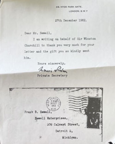  Doug Sewell describes his late father as an “avid” letter writer. This is a letter he received from Winston Churchill’s secretary thanking him for Ringmaster. 