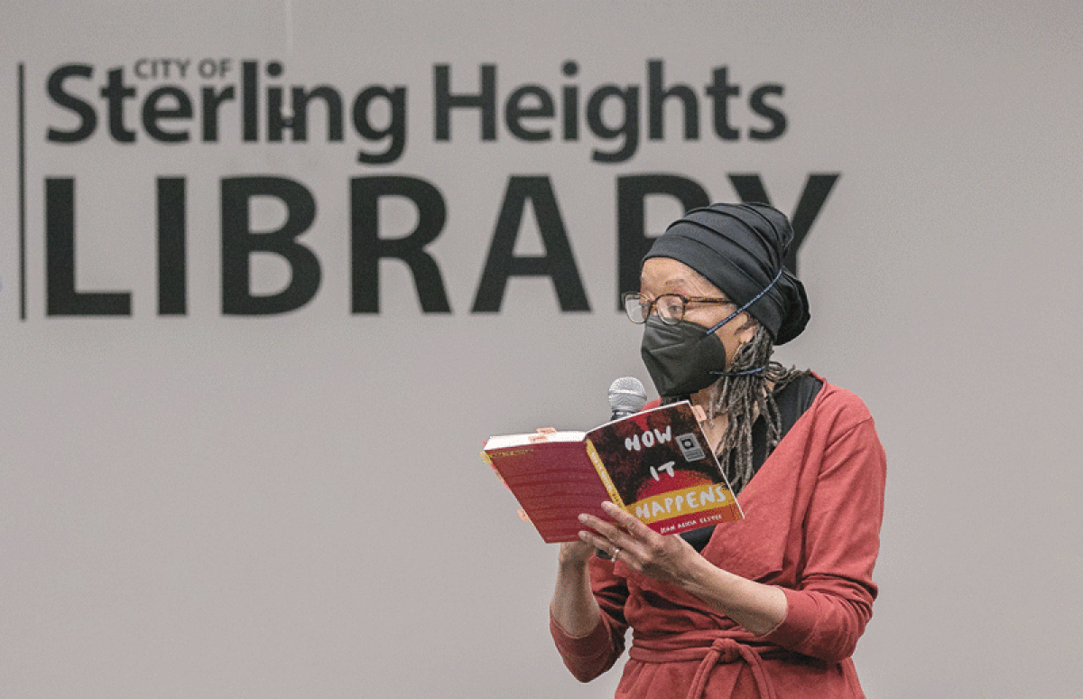  Author Jean Alicia Elster gives a reading and talk about her book “How It Happens” at the Sterling Heights Public Library Feb. 15. The event was part of the library’s Black History Month programming. 