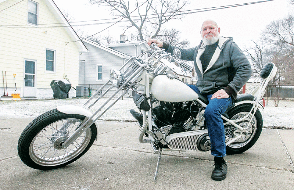  Ferndale resident Dennis Schwartz owns a 1960s-style Harley Davidson chopper, which will be on display at this year’s Detroit Autorama. 