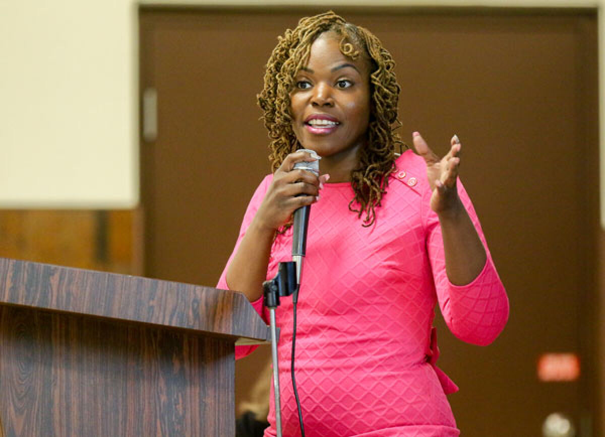  Eastpointe Mayor Monique Owens speaks to the audience during the State of the City address March 2 at the Lutheran Fraternities of America No. 57. 