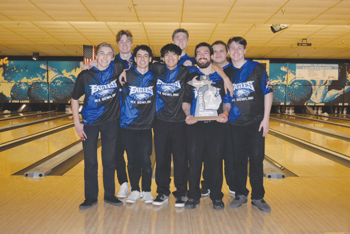  Utica Eisenhower boys bowling took first place at the Michigan High School Athletic Association Region 4 Championship on Feb. 24 at 5-Star Lanes in Sterling Heights. 