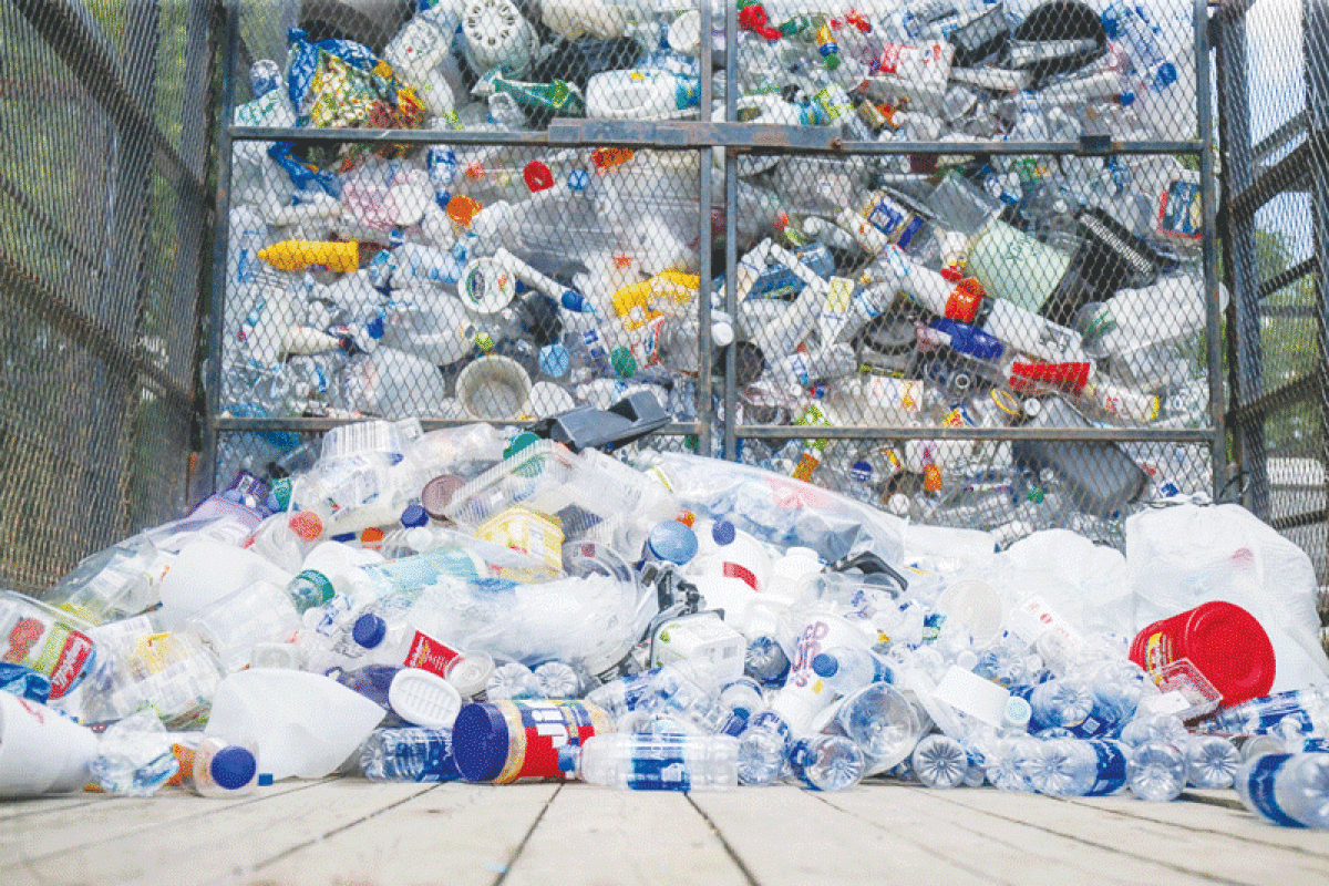  Plastics are collected at the Sterling Heights recycling center. City officials discussed a plan in January to make universal curbside recycling a priority in a new waste hauling contract that would take effect in 2024. 
