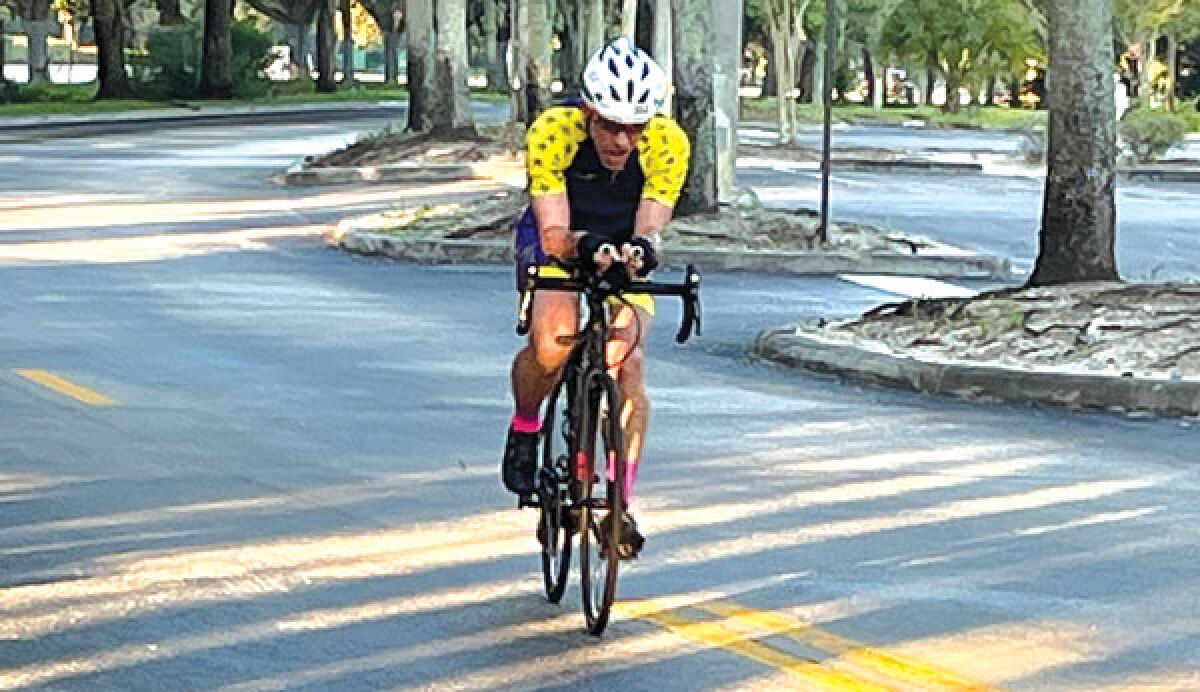  Alain Faleix, 51, competes in a cycling event during the National Senior Games in Fort Lauderdale, Florida, last month. 