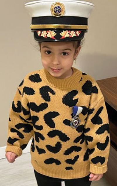  At age 4, Cora Bisono received The Citizen’s Award for her heroic actions. The Fire Department hosted a pancake breakfast to celebrate Cora. 