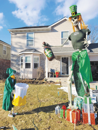  Last year, the 12-foot skeleton Dee Ceased dressed as “The World’s Tallest Leprechaun” to celebrate St. Patrick’s Day. It was one of many scenes created during 2022 by the Hayter family on West Gardenia Avenue in Madison Heights.   