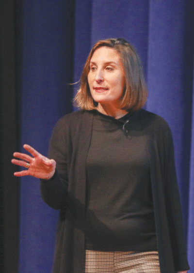  New York Times bestselling author Rosalind Wiseman visited Warren Woods Tower High School March 6 to talk to families about social media and mental health. 