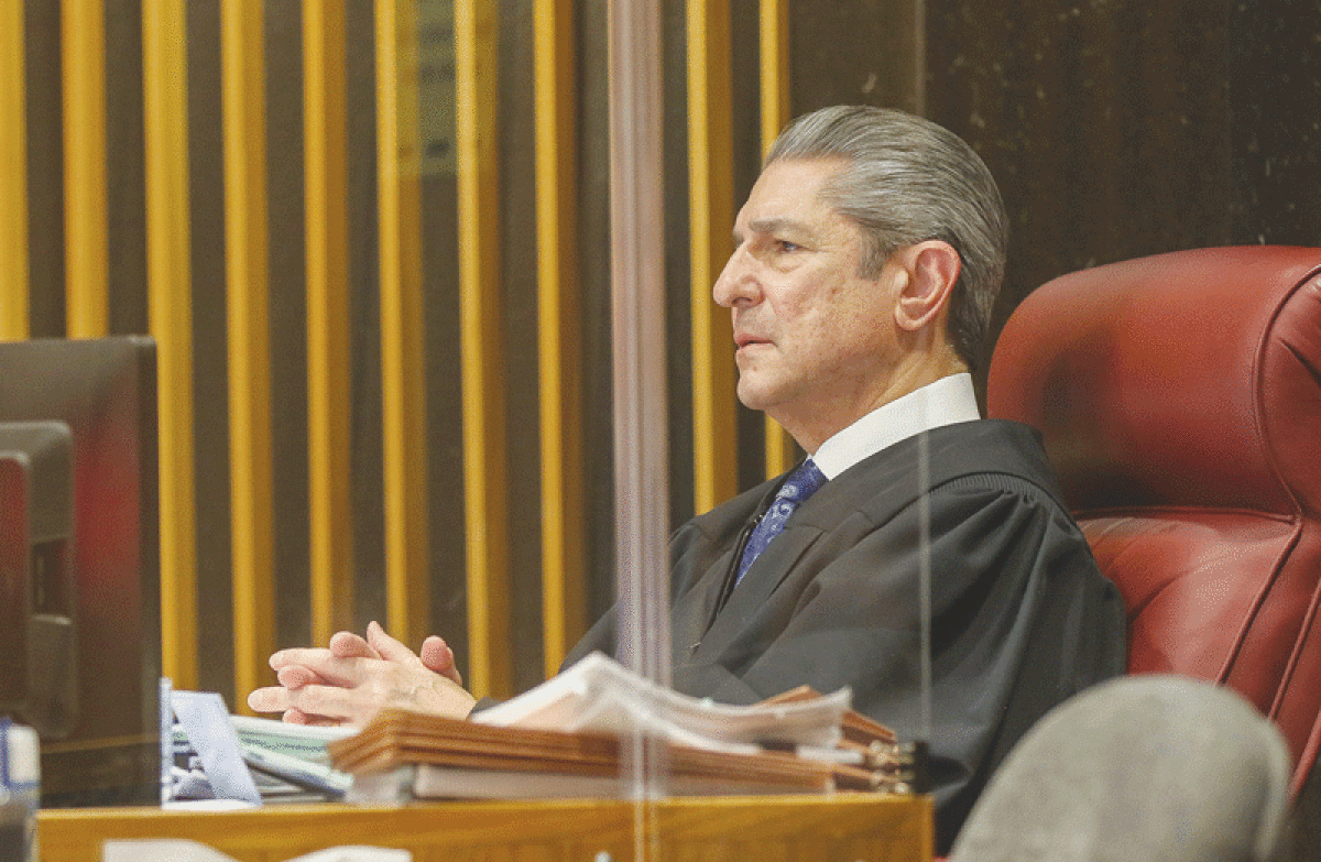  Macomb County Circuit Court Judge Joseph Toia listens to both sides in the combined Warren City Council and Ronald Papandrea v. Sonja Buffa and the Warren Election Commission case. 