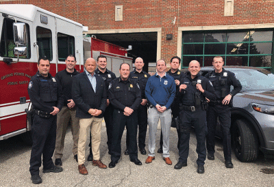  Members of the Grosse Pointe Park Public Safety Department stand outside the department’s garage wearing the new bulletproof vests they received thanks to the nonprofit Grosse Pointe Park Public Safety Foundation. 