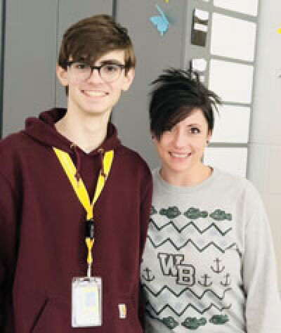  Oakland County Middle School Teacher of the Year Noelle Borst is pictured with one of her former students, Charlie Bannasch, who composed a letter of recommendation on her behalf. 