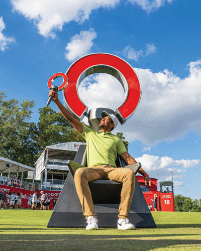  Rocket Mortgage Classic champion Tony Finau lifts up the trophy on the RMC throne last year in Detroit. He will return to defend his title at this year’s tournament. Two-time major champion Collin Morikawa has committed to play the Rocket Mortgage Classic for the first time this year. 