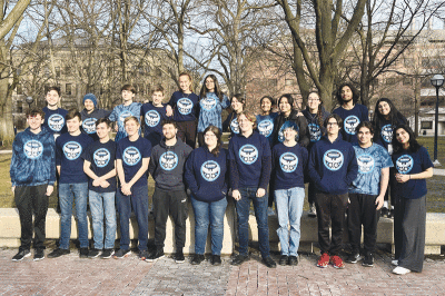  The Eisenhower Science Olympiad team poses for a photo during its visit to the University of Michigan. 