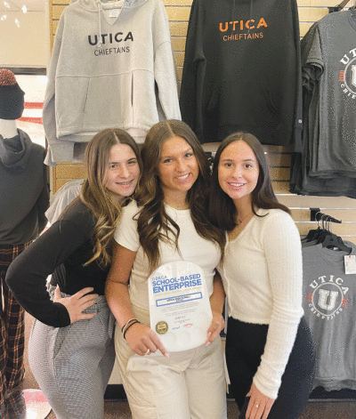  Alexis Findley, Laina Tomei and Natalie Shtogrin were key to The Chieftain Connection’s gold certification at Utica High School.  