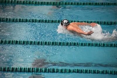  Novi senior Nicholas Suranyi competes during Novi’s meet against Brighton on Feb. 2 at Novi High School. 