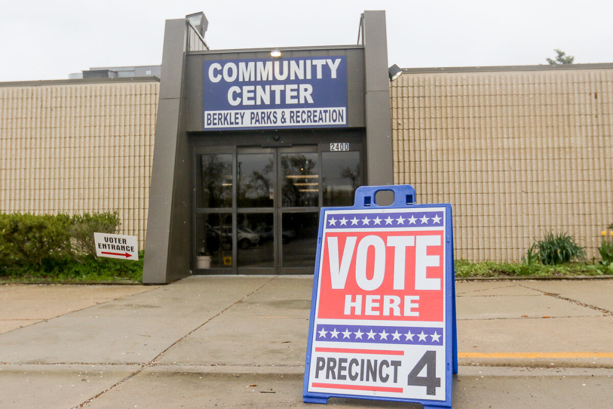  Signs direct voters where to go to cast their ballots during the May 2 election in Berkley. 